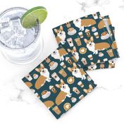 corgi and coffees fabric cute corgi dog fabric coffee cafe latte fabrics cute coffee psl fabrics