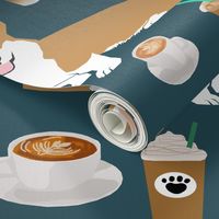 corgi and coffees fabric cute corgi dog fabric coffee cafe latte fabrics cute coffee psl fabrics