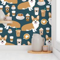 corgi and coffees fabric cute corgi dog fabric coffee cafe latte fabrics cute coffee psl fabrics