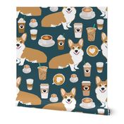 corgi and coffees fabric cute corgi dog fabric coffee cafe latte fabrics cute coffee psl fabrics