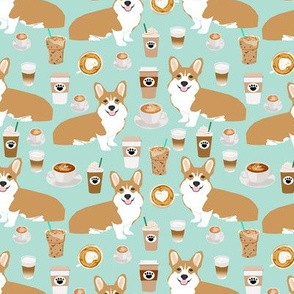 corgis and coffee mint latte fabric cute cafe fabric coffee fabrics cute mint cafe latte fabrics