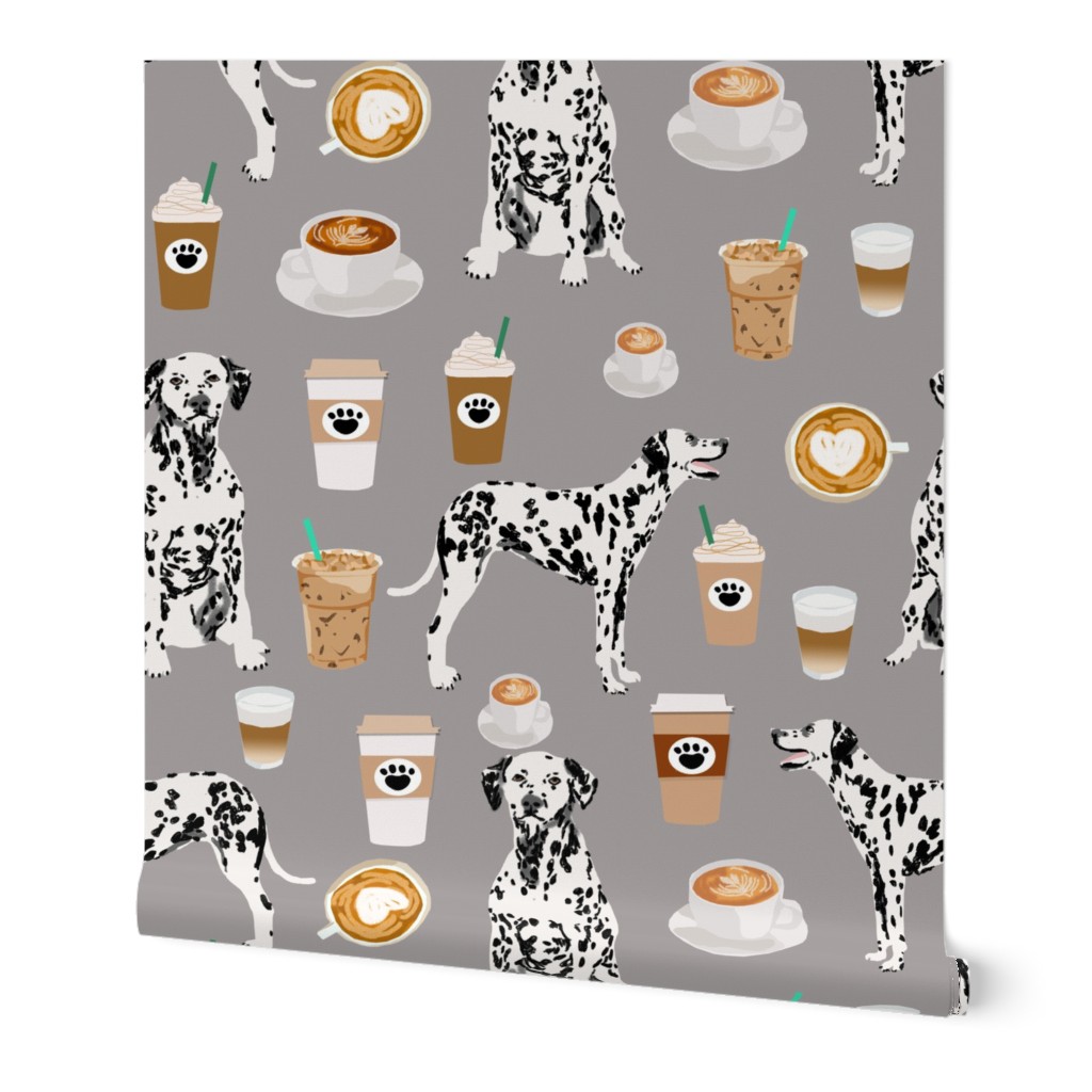 dalmatians coffee fabric cute black and white dog fabric cute coffee latte fabric best dalmatian design