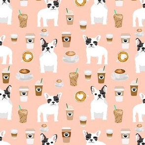 french bulldogs frenchie cute french bulldogs fabric coffee fabrics coffee latte blush cafe lattes fabric