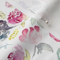 Watercolour Florals Vibrant on white MEDIUM