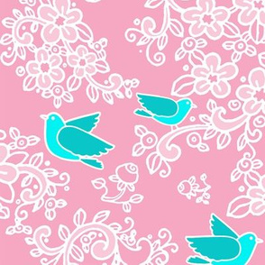 TK_Floral_white_on_Pink_Blue_Birds