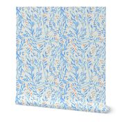 Regency Floral Vine Blue & Peach Blossom C101B