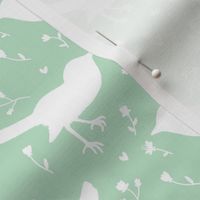 Bird White Light Green Floral