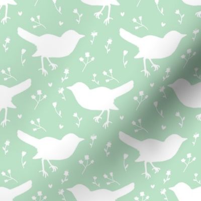 Bird White Light Green Floral