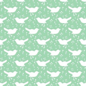 Bird White Green Floral