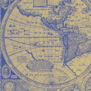 Antique Blue and Gold map