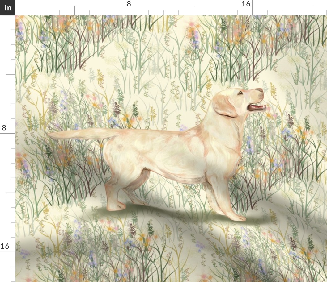Yellow Lab in field of wildflowers 2