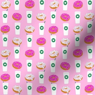 pink coffee donuts cute coffee donuts coffee fabric