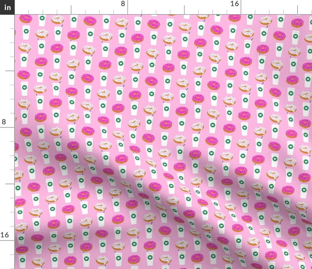 pink coffee donuts cute coffee donuts coffee fabric