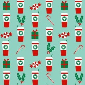 peppermint latte small cute christmas fabric candy cane coffees holly cute 
