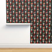 christmas coffees red cups flowers florals cute girls coffee fabric