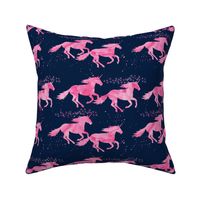 watercolor unicorns || pink on navy