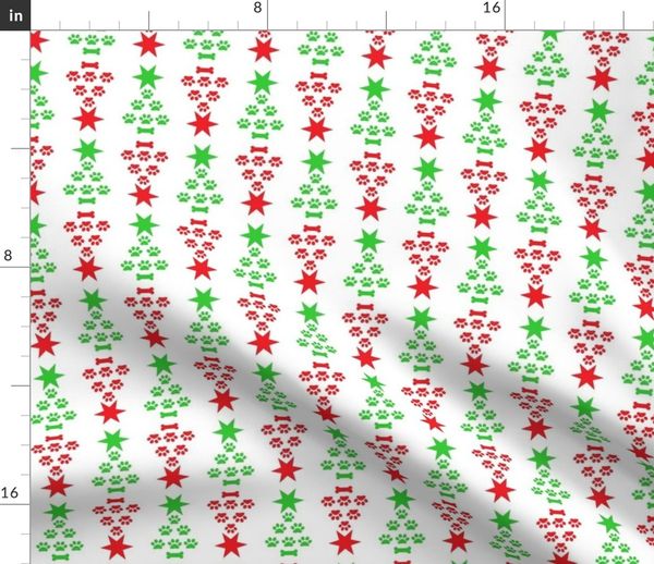 Weihnachtsfarben, Weihnachtsbäume, rot und grün, weihnachtlicher Stoff mit  Hundemotiv - Spoonflower