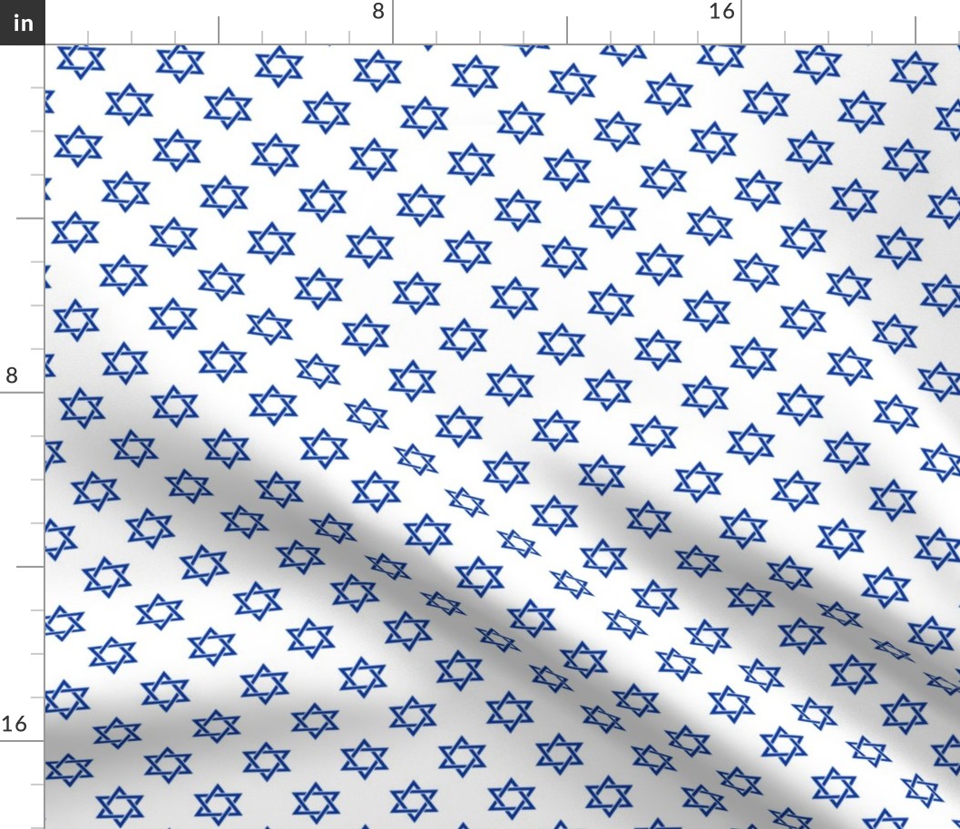 One Inch Blue Star of David on White