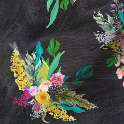 Autumn Painted Blooms with Chalkboard Background