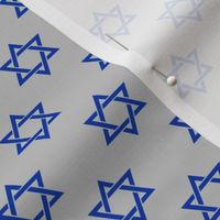 One Inch Blue Star of David on Matte Silver