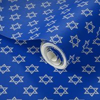 One Inch Matte Silver Star of David on Blue