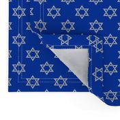 One Inch Matte Silver Star of David on Blue