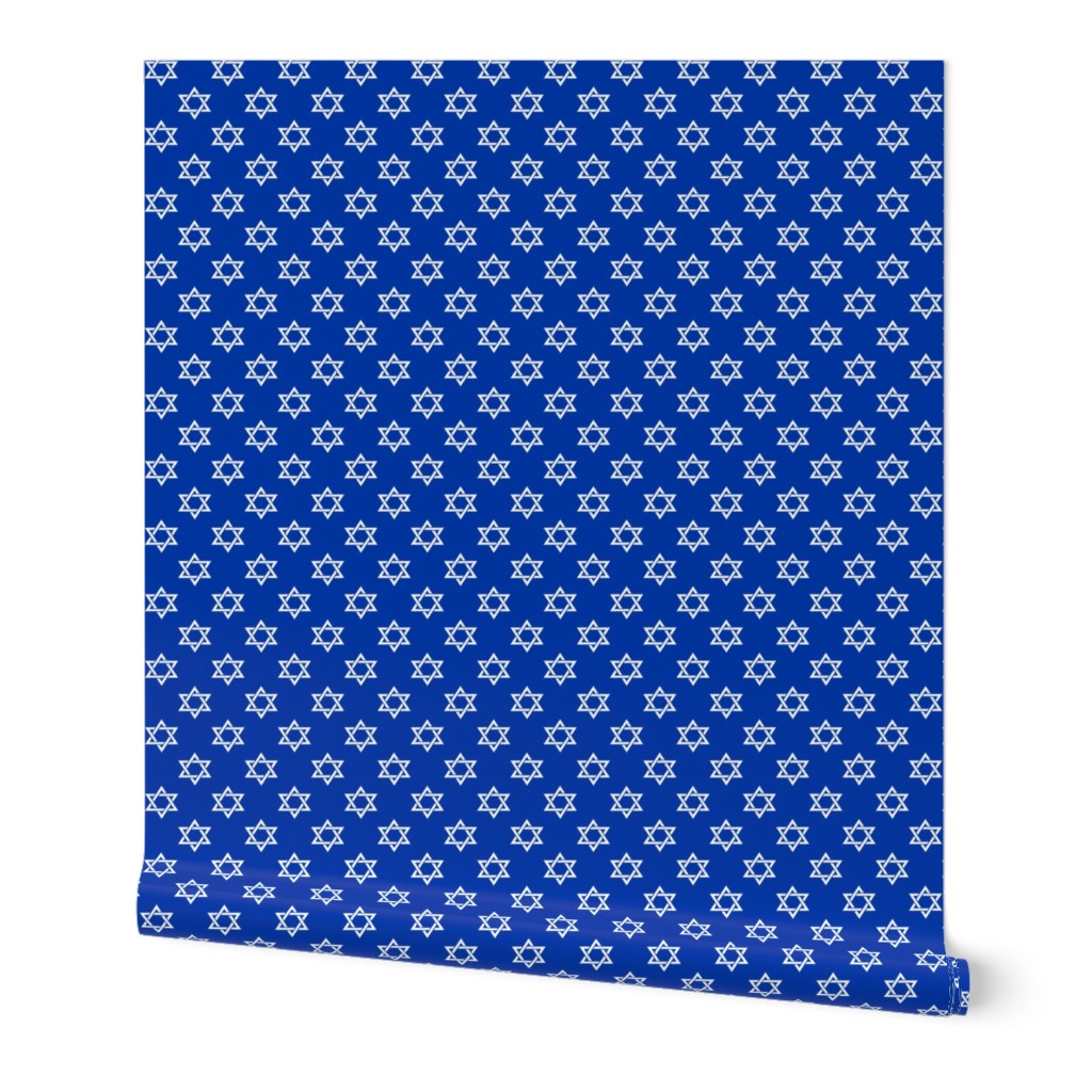 One Inch White Star of David on Blue