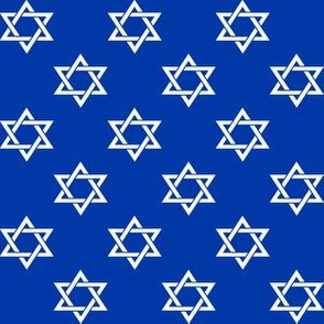 One Inch White Star of David on Blue