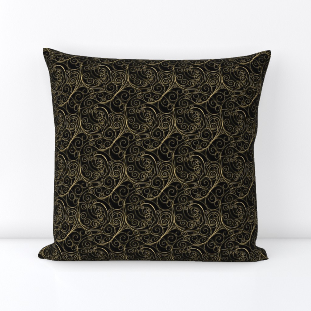 Gold Filigree Swirls on Black