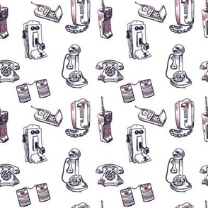 Phones Through The Ages - Grey on White-ch