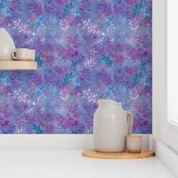 Violet Floral Watercolor Motif