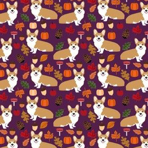 corgi autumn leaves fall pumpkin pinecones acorn autumns corgis dog breed fabric