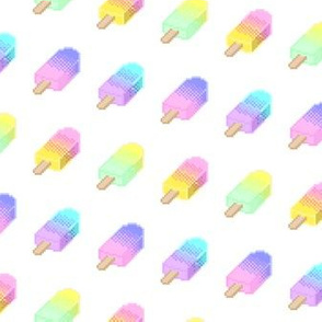 Pixel Popsicles - Pastel on White