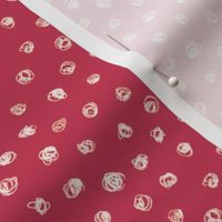 chalk polkadots on soft red