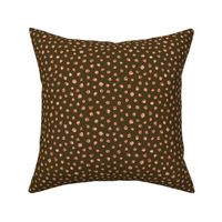 chalk polkadots - coral on bronze