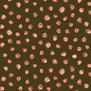 chalk polkadots - coral on bronze