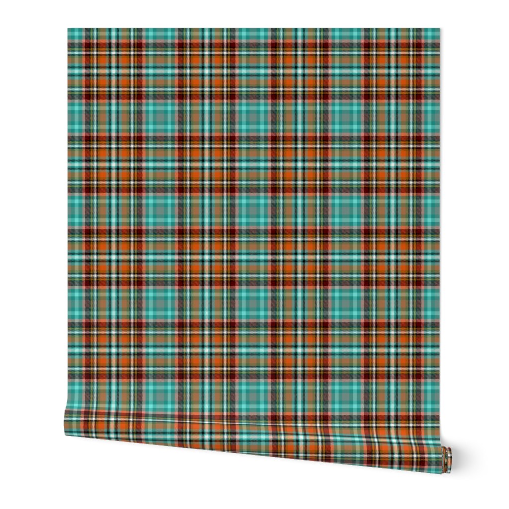 Warm Stewart plaid in Mustard, Orange + Turquoise by Su_G_©SuSchaefer