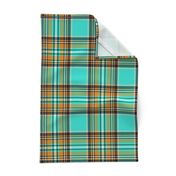 Stewart plaid in Turquoise, Mustard + Orange by Su_G_©SuSchaefer