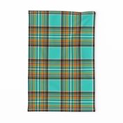 Stewart plaid in Turquoise, Mustard + Orange by Su_G_©SuSchaefer