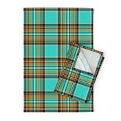 Stewart plaid in Turquoise, Mustard + Orange by Su_G_©SuSchaefer