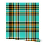 Stewart plaid in Turquoise, Mustard + Orange by Su_G_©SuSchaefer