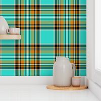 Stewart plaid in Turquoise, Mustard + Orange by Su_G_©SuSchaefer