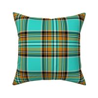 Stewart plaid in Turquoise, Mustard + Orange by Su_G_©SuSchaefer