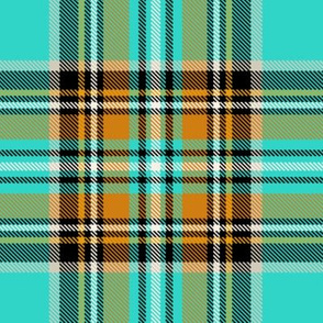 Stewart plaid in Turquoise, Mustard + Orange by Su_G_©SuSchaefer