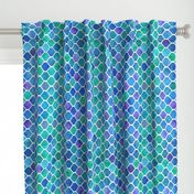 Horizontal Blue Green Watercolor Textured Moroccan