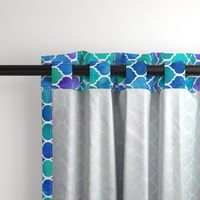 Horizontal Blue Green Watercolor Textured Moroccan