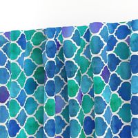 Horizontal Blue Green Watercolor Textured Moroccan