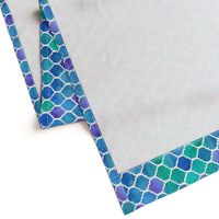 Horizontal Blue Green Watercolor Textured Moroccan