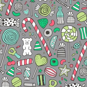 Candy Sweets Sugar Junk Food Holiday Christmas Colours Edition on Grey