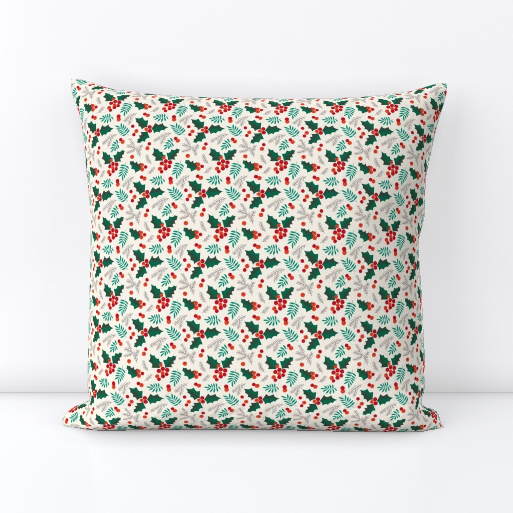 Christmas holly and berries on creme (small)